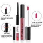evpct 2Pcs Rose Red Pink Mauve Neutral Color Lip Liner and Matte Lipstick Makeup Sets Vegan Lipstick Lip Liner and Gloss Set Lip Stain Long Lasting Waterproof 24 31#