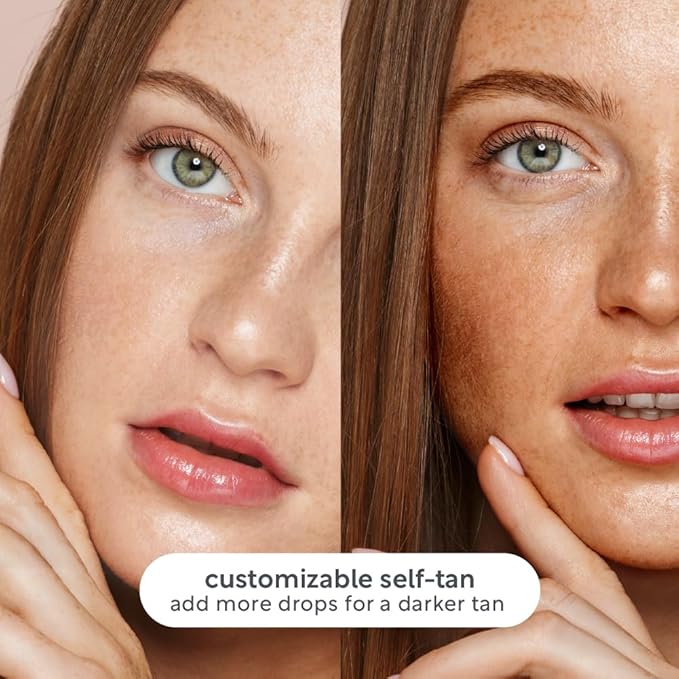 Self Tanning Drops, Customizable Natural Tan for Face & Body, Coconut Water & Aloe Vera, Formulated without Fragrance, Add In Drops, Certified Vegan & Cruelty Free, 1.01 Fl oz