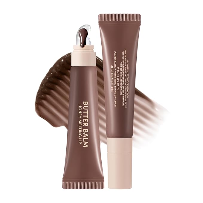 Nature Republic Honey Melting Lip Butter Balm – Moisturizing Tinted Balm with Peptides, for Sheer & Glossy, Smooth & Soft Lips, Stocking Stuffers (Dirty Espresso)
