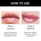 evpct 1Pcs Natural Pink Metallic Shine Shimmer Lip Liner and Lipstick Combo Set Kit for Women, Lightweight Hydrating Formula High Impact Full Coverage Lipstick and Lip Liner Makeup Gloss, 20#