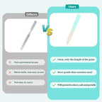 2-Pack Mini Glass Nail File with Case for Natural Nails,2mm Thickness Elegant Crystal Nail Filer,Double Sided Etched Fingernail Files Gentle Nail Care Stocking Stuffers for Travel Silver&Green