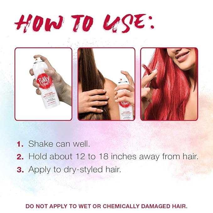 Punky Temporary Hair Color Spray – Cougar Red, Instant Vivid Temporary Hair Dye for Women, Wash Out, Hair-Color Spray, 3.5 oz, 2 Pack