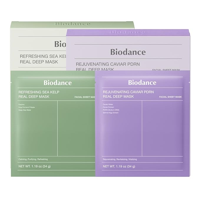 BIODANCE Soothing & Renewal Duo: Sea Kelp & Caviar PDRN Real Deep Overnight Gel Mask for Glass Skin, Korean Skincare Gift Set, Christmas Gift Stocking Stuffers