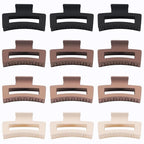 12 Pcs Medium Hair Clips for Women, 3.5 Inch Square Claw Clips, Colorful Hair Claw Clips for Thick and Thin Hair, Bulk Hair Accessories for Women and Girls- Brown