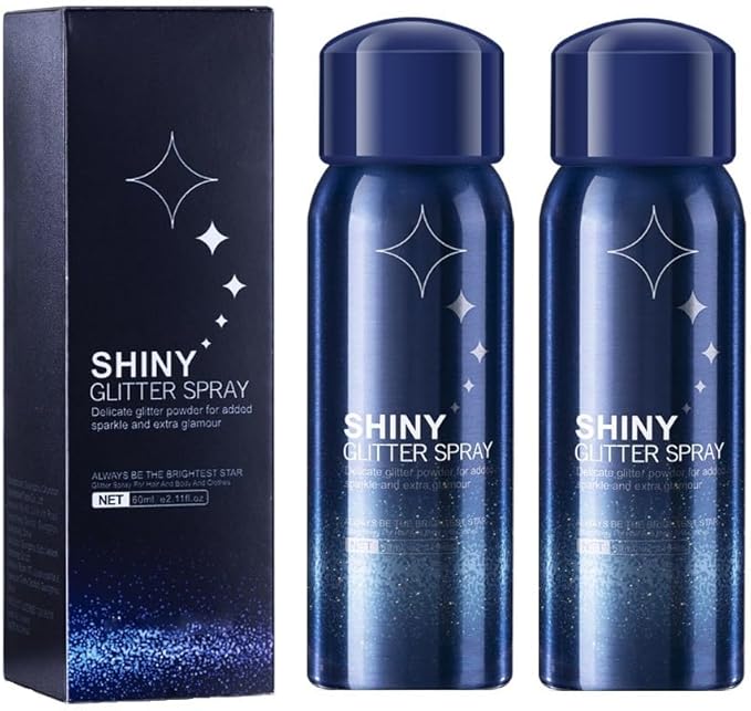 Body Glitter Spray, Perfect Body Glitter for Music Festival Stage Makeup and Festival Rave Highlighter Makeup. (2 Pcs)