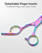 ULG Professional Hair Scissors Kit Right-Hand Razor Edge Barber Scissors Salon Hair Cutting Shears Made of Japanese Stainless Steel, Hand Sharpened 6.5 inch Rainbow