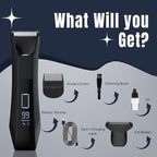 2-in-1 Manscape Trimmer for Men,Body & Groin Hair Trimmers for Men,Bikini Trimmer Women- Wet/Dry Electric Razors for Smooth No-Nick Shaving,IPX7 Waterproof Ball Shaver,LED Display,Black