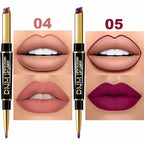 evpct 6Pcs Lip Liner and Lipstick Combo Set, 2-in-1 Waterproof Lipstick and 24H Lip liner Set for Women, Antique Rose Chestnut Nude Dark Brown Matte Lipsticks Pen with Lips Liners Sets Long Lasting 24