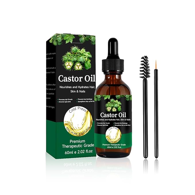 Jamaican Black Castor Oil - 100% Pure Organic Cold Pressed for Hair Growth, Eyelash/Eyebrow Serum, Scalp and Nail Care, Glass Bottle (2.02 Fl Oz) (small, castor)