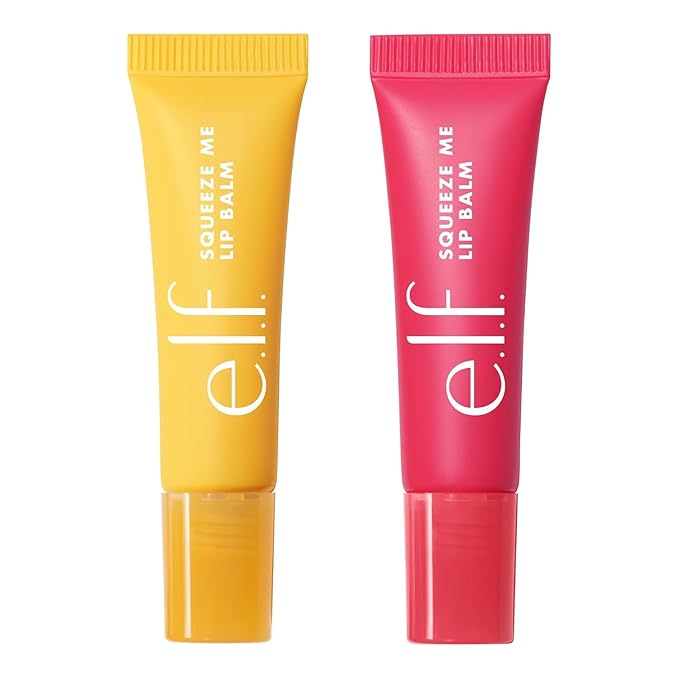 e.l.f. Squeeze Me More Lip Balm Duo, Moisturizing Balm For A Sheer Tint Of Color, Made With Hyaluronic Acid, Vegan & Cruelty-Free, Mango & Watermelon (Pack of 2)