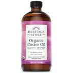 HERITAGE STORE Organic Castor Oil - Glass Bottle - Nourishing Treatment for Hair and Skin - Eyelash Serum for Eyelashes, Brows, Castor Oil Packs - Cold Pressed, Hexane Free, Vegan 16oz