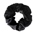 Silk Scrunchies for Women, 100% Mulberry Silk Hair Ties No Damage, Gentle No-Pull Elastic Ponytail Holders, 1Pc (Black)