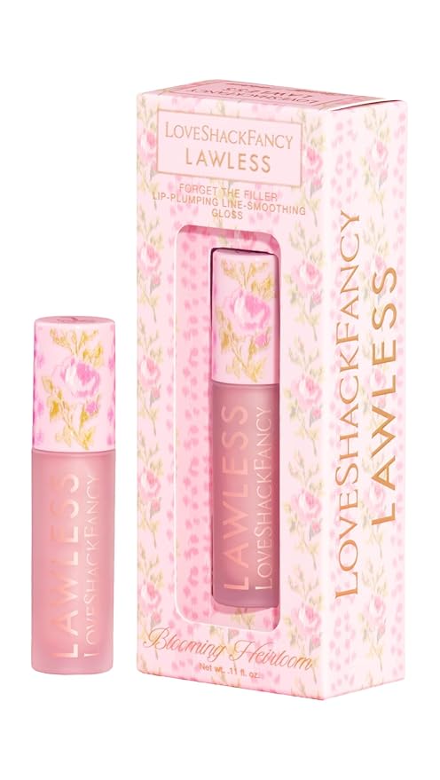 Lawless Women's x LoveShackFancy Forget The Filler Lip Plumping Gloss, Blooming Heirloom, Pink, 0.11 Ounce