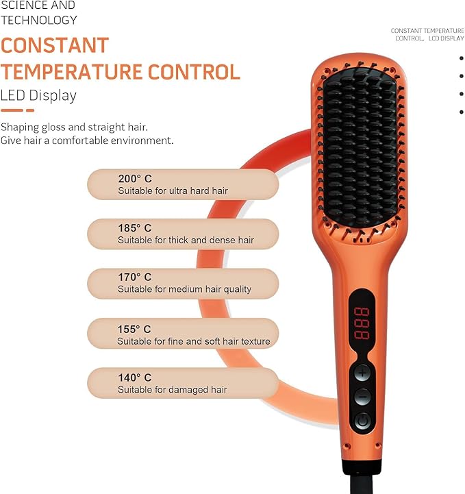 MEGAWISE Hair Straightener Brush Series (Vibrant Orange)