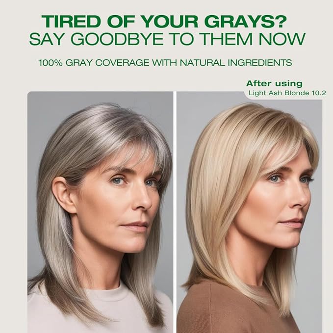 Naturigin Permanent Hair Color for Women - 10.2A Light Ash Blonde, Ammonia-Free Vegan Hair Dye with 100% Gray Coverage, Long-Lasting, Nourishing & Salon Quality Results