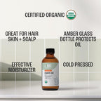 J Mac Botanicals Organic Neem Oil for Skin (4 oz Glass Bottle NO Dropper) - 100% Pure Concentrate Undiluted for Hair and Plants - Essential, Cold Pressed