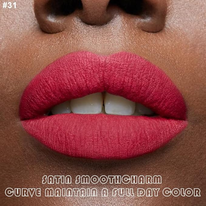 evpct 2Pcs Rose Red Pink Mauve Neutral Color Lip Liner and Matte Lipstick Makeup Sets Vegan Lipstick Lip Liner and Gloss Set Lip Stain Long Lasting Waterproof 24 31#