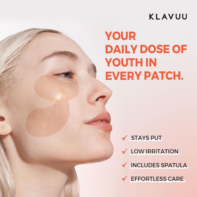 KLAVUU Vegan Collagen Eye Patches for Puffy Eyes & Dark Circles (60 Patches) – Hydrogel Under Eye Mask with Niacinamide – Fine Lines, Firming, Elasticity