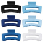 3.5 Inch Medium Hair Claw Clips 6 Pack Hair Clips for Women Square Rectangle Claw for Hair Banana Jaw Clips Hair Accessories for Girls (Blue)