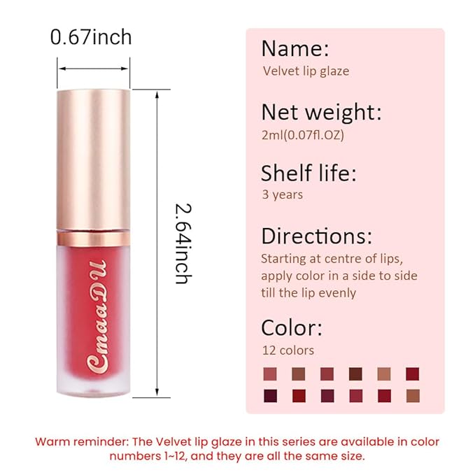 evpct 6Pcs Maroon Red Silky Velvet Matte Liquid Lipstick Lip Gloss Set for Women Long Lasting 24 Hours Color Stay Lipstick labiales matte larga duracion mate 24 horas originales 10#