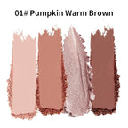 4-Color Eyeshadow Palette, Matte & Shimmer Neutrals, Highly Pigmented & Blendable, Everyday Natural Makeup, Travel-Friendly Compact, Warm Pumpkin Brown