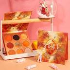 docolor Eyeshadow Palette 9Colors Orange Eyeshadow Gemstone Shadow Palettes Highly Pigmented Mattes Shimmers Smokey Glitter Cream Colorful Powder Blendable Long Lasting Waterproof Makeup Palette