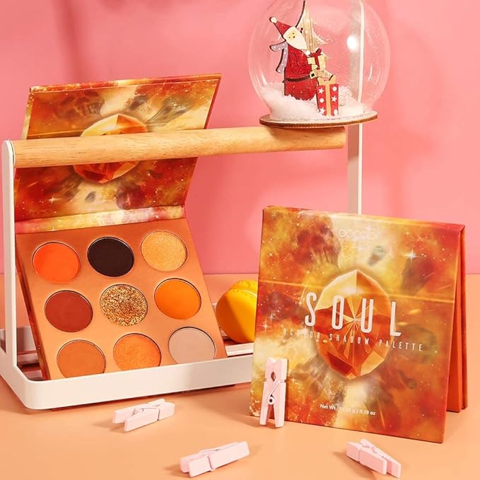 docolor Eyeshadow Palette 9Colors Orange Eyeshadow Gemstone Shadow Palettes Highly Pigmented Mattes Shimmers Smokey Glitter Cream Colorful Powder Blendable Long Lasting Waterproof Makeup Palette