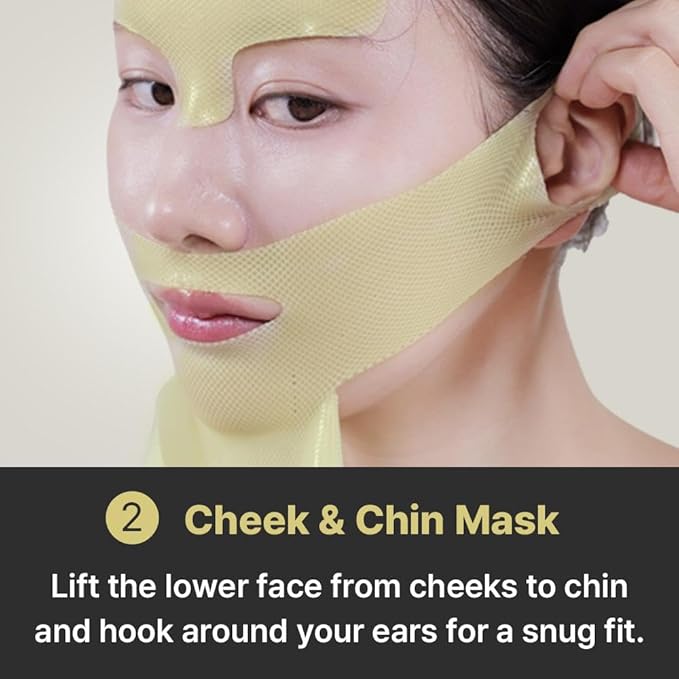 RETINO LIFT HYDROGEL MASK, V-Shape Contouring & Sculpting Face Mask with Collagen & 7 Peptides, Cooling Hydration for Jawline & Chin Support (4 Masks + Band)