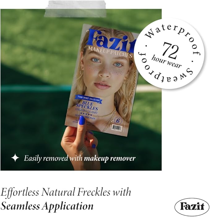 Fazit Makeup Patches - Blue Speckles - Glow Up Make-Up Patches - Cute Glitter Makeup Accessories for Women - Cosmetic Glitter for Face