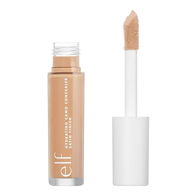 e.l.f. Hydrating Camo Concealer, Covers Blemishes & Under-Eye Circles, Full-Coverage & Delivers A Satin Finish, Vegan & Cruelty-Free, Medium Golden