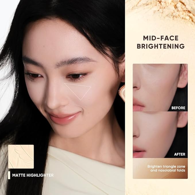 JUDYDOLL Highlight & Contour Palette, All-in-One Matte Highlighter Contour Compact, stocking stuffers, Blendable Makeup for Beginners, for All Skin Tones, Stocking Stuffers (05 Feather Glow Palette)