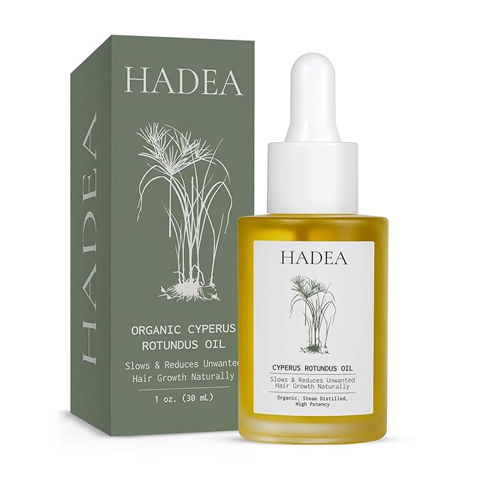 HADEA Cyperus Rotundus Oil to Reduce Hair Growth 100% Organic High-Potency Steam Distilled Cyprus Nutgrass Cypress Inhibitor | Cypress Rotundus Oil For Pcos, Hirsutism, Any Unwanted Hair 30ml