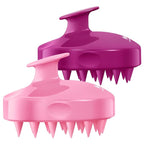 HEETA Hair Scalp Massager Shampoo Brush 2 Pack, Soft Silicone Bristles to Remove Dandruff, Waterproof Hair Scrubber for Both Wet Dry Use, Suitable for Men & Women (Pink & Purple)