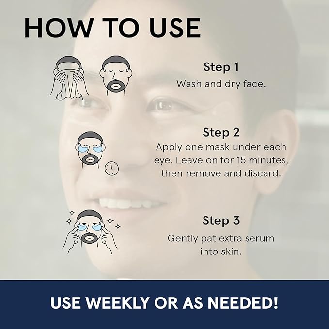 BRO MASK Under Eye Patches for Men with Hydrogel (6 pairs) - Anti-Aging Korean Eye Masks for Dark Circles and Puffiness- Puffy Under Eye Treatment - Perfect Skin Care Stocking Stuffers for Men