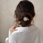 Silk Scrunchies Hair Ties 2Packs – Super Soft Thin Hair Scrunchies, Gentle on Hair, Rose Flower Crystal Decorated Hair Accessories for Women