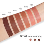 evpct 3Pcs Dark Deep Orange Brown Coffee Nude Matte Lipstick Sets for Women 24 Hour Matt Matte Lipstick Long Lasting Waterproof and Smudge Proof Fall Color Lipstick Shades Dark Brown Lip Liner Set 02