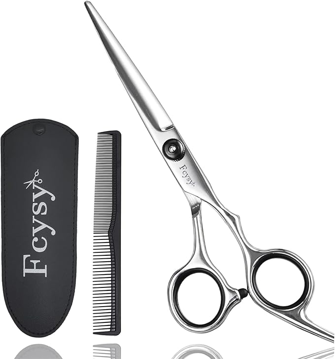 Fcysy Professional 6 Inch Hair Scissors Barber Shears, Haircutting Scissors with Comb, Salon Hair Shears for Men, Women & Pets