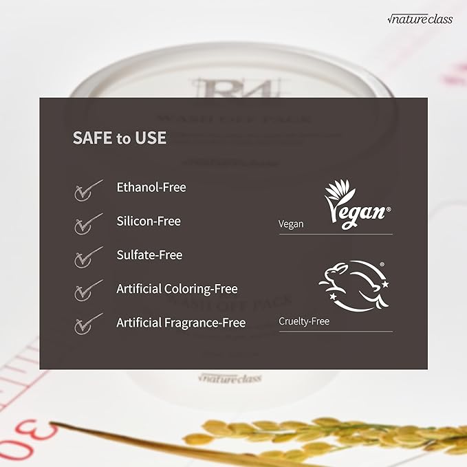 R4 Rice Wash Off Facial Mask – 4-in-1 Korean Skin Care, Pore Refining, Gentle Exfoliating, Hydrating, Smooth Texture, Rice Ferment & Enzyme, Soft Cream Wash-Off, 3.38 fl oz