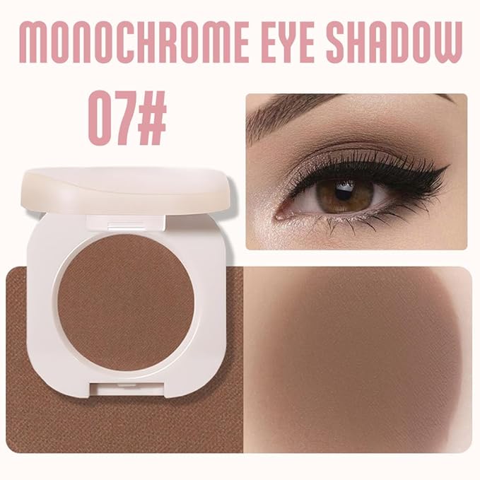 Single Nude Coffee Brown Matte Eyeshadow,Bright Intense Monochrome Eye Shadow,Apply Makeup Easily,Matte Pressed Powder Single Eyeshadow,24 Hour Eye Makeup Longwear Waterproof