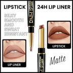 Kaely 2-in-1 Brown Matte Lip Liner & Lipstick Combo Set Kit for Women, Magic Neutral Lipstick 24 Hours Original Lips Liner Pencil Stain Gloss Plumper Makeup Long Lasting Waterproof 38
