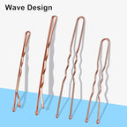 TsMADDTs Hair Pins, 200PCS Rose Gold Bobby U Shaped Hair Pins for Women Styling, Ballet Bun with Box, 2.4IN & 2IN