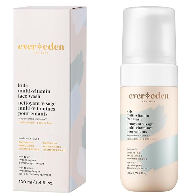 Evereden Kids Face Wash - 3.4 fl oz, Gentle Skin Care, Fresh Pomelo Scent, Gentle Foaming Cleanser, Non-Toxic and Hypoallergenic