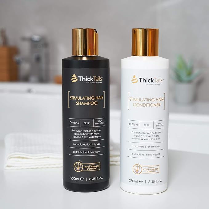 ThickTails Hair Growth Shampoo and Conditioner Set for Women, Biotin Caffeine Saw Palmetto, Sulfate Free Thickening Shampoo & Conditioner for Thinning Hair, Fuller Looking Volume & Stronger Feeling
