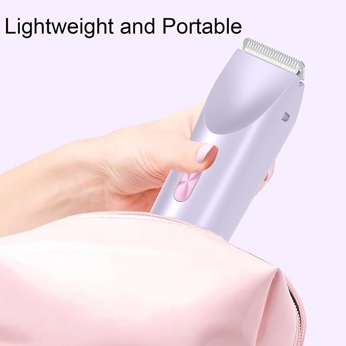 2 in 1 Bikini Trimmer for Women, Rechargeable Electric Razors for Women, Wet/Dry Use Lady Electric Shaver for Bikini Face Lip Underarm Legs Pubic Hair