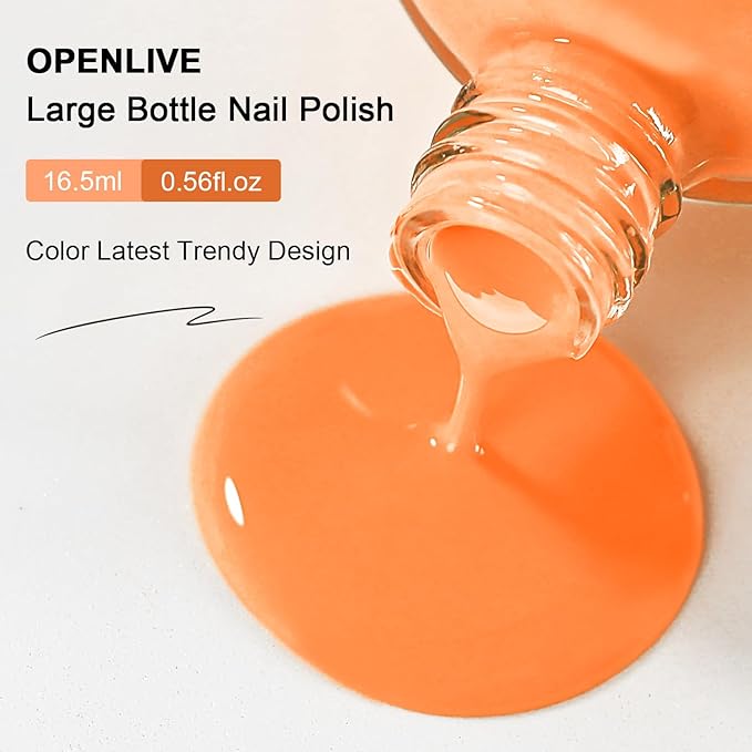 16.5ml Orange Nail Polish Large Volume Quick Drying Nail Polish, Fast Drying and Long Lasting Color Nail Art DIY Home Manicure Gift for Women