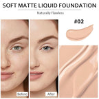 2 Pack Liquid Foundation Cream with Foundation Brush for Face Makeup,Durable Full Coverage Matte Concealer Make Up,Oil Control & Waterproof Base Primer -1 Fl.Oz (#02)