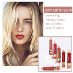 2 Color Pencil Shaped Lip Gloss,Matte Hydrating Liquid Lipstick for Women Long Lasting Lip Tint Non-sticky Nourishing Lip Glosses Set (Black tea+Carrot)