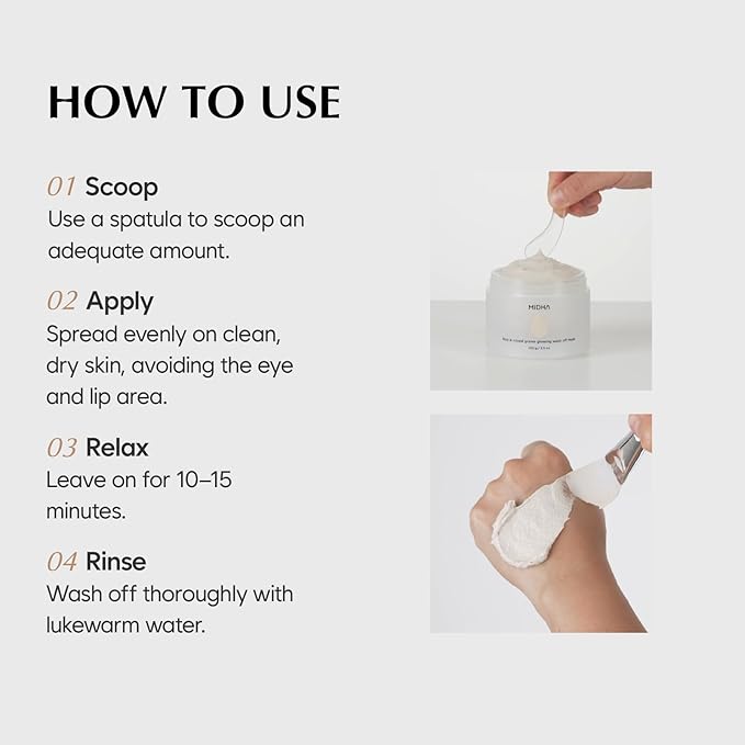 MIDHA RICE WASHOFF MASK DISCOVERY SET, 1.76oz x 3/50g, Dull Skin Care, Hydrating and Soothing, Pore Refining Treatment, Vitamin C face mask, Skincare for Travel, Mini Skincare Kit, 3-in-1 Set