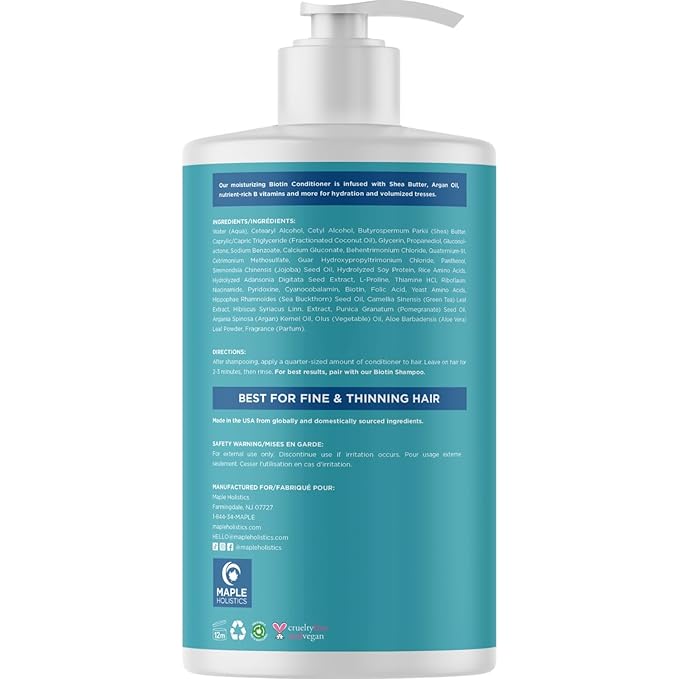 Biotin Conditioner for Thinning Hair - Volumizing Conditioner for Fine Thin & Weak Hair - Sulfate Paraben & Silicone Free with Nourishing Plant Proteins Argan Oil Green Tea & B Vitamins (25 Fl Oz)