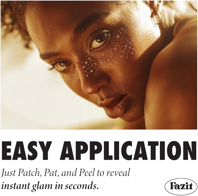 Fazit Makeup Patches - Gold Speckles - Glow Up Make-Up Patches - Cute Glitter Makeup Accessories for Women - Cosmetic Glitter for Face